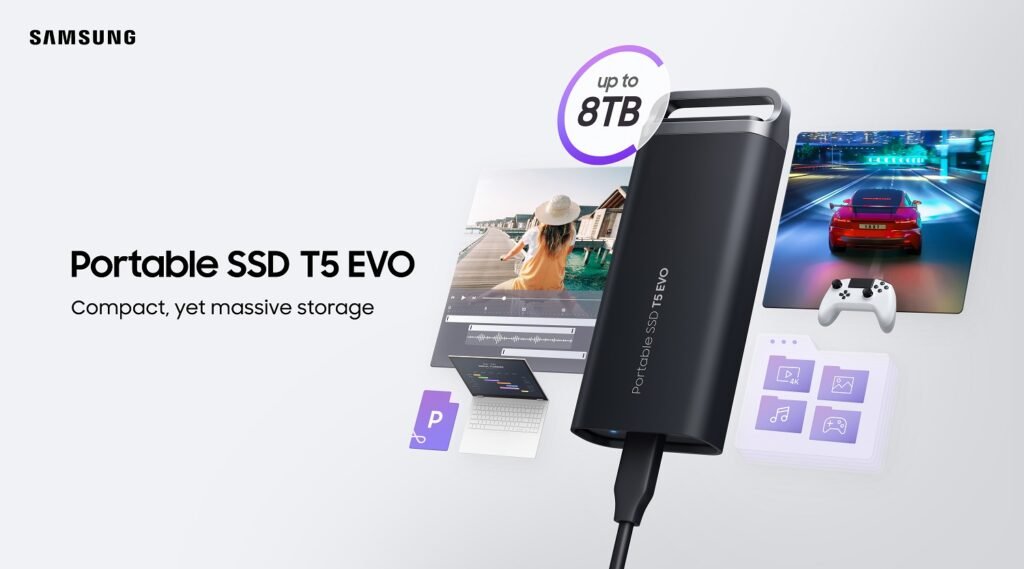 سامسونگ SSD اکسترنال T5 EVO را با حداکثر ظرفیت 8 ترابایت معرفی کرد