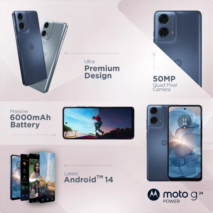 موتورولا موتو G24 Power با باتری 6000 میلی‌آمپرساعتی معرفی شد