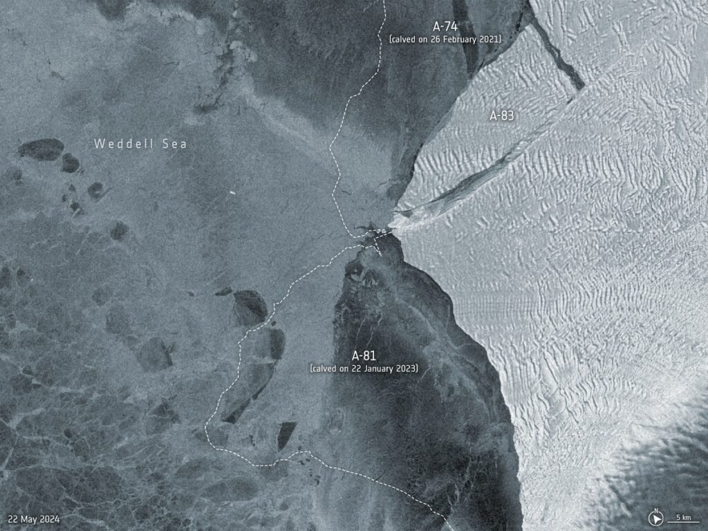 1716859804 127 کوه یخ غول‌پیکر 380 کیلومترمربعی از جنوبگان جدا شد به رنگ