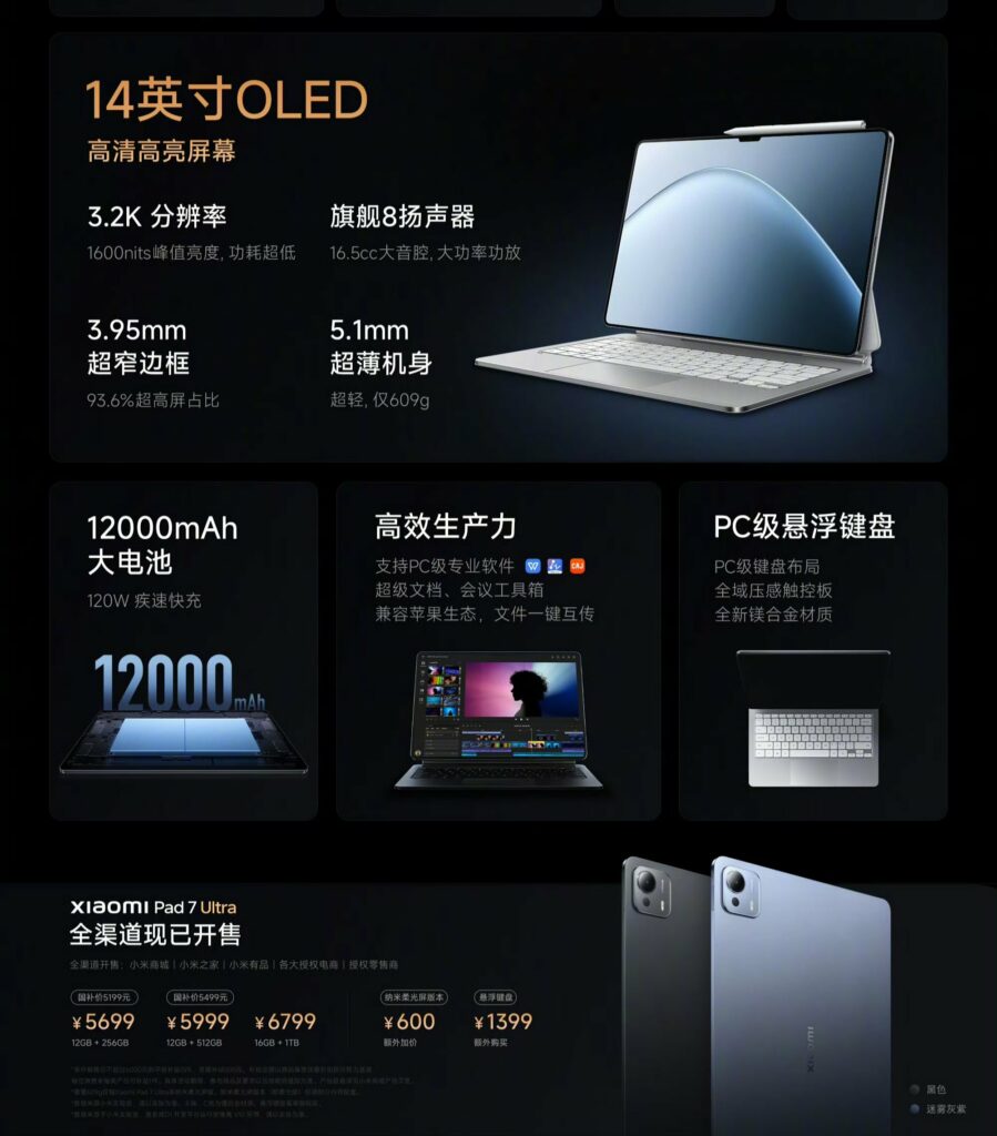 شیائومی از تبلت پد ۷ اولترا با تراشه اختصاصی و نمایشگر ۱۴ اینچی رونمایی کرد_به رنگ صبح 6 شیائومی پد 7 اولترا