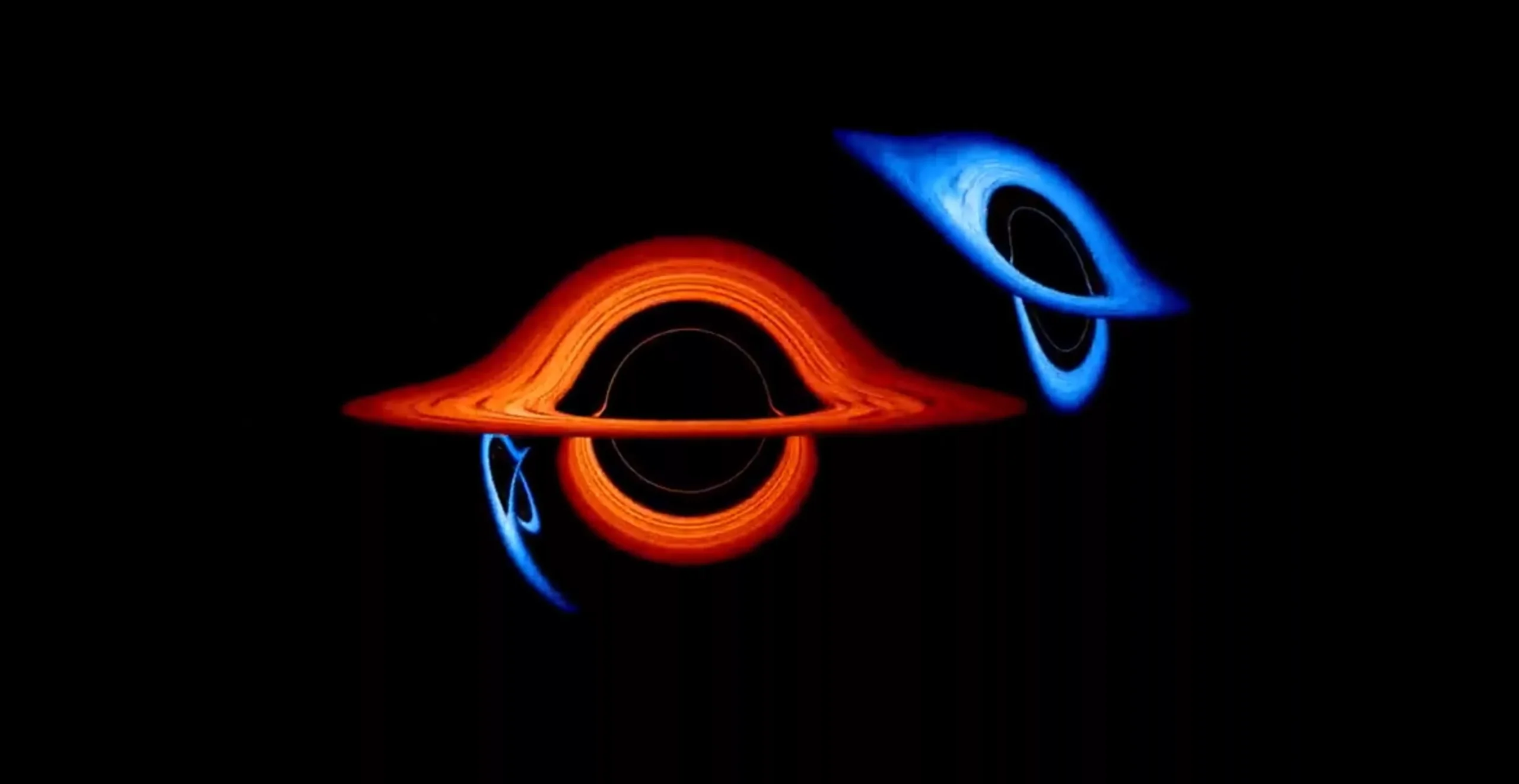 تصویر روز ناسا: شبیه‌سازی خمیدگی فضا-زمان در اطراف سیاه‌چاله‌ دوتایی