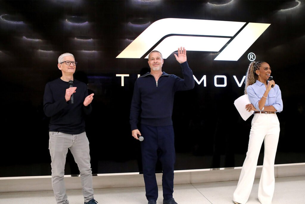 برد پیت و تیم کوک با وجود در فروشگاه اپل فیلم F1 را تبلیغ کردند_به رنگ صبح 15 برد پیت و تیم کوک در فروشگاه اپل