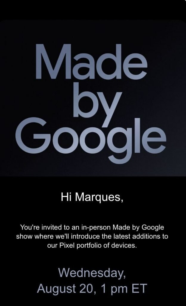 گوگل تاریخ معارفه سری پیکسل ۱۰ را اظهار کرد_به رنگ صبح 1 دعوتنامه معرفی سری پیکسل ۱۰