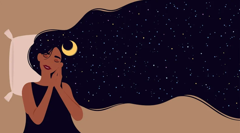 خواب زن با موهای بلند